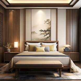 新中式风格雅致卧室空间