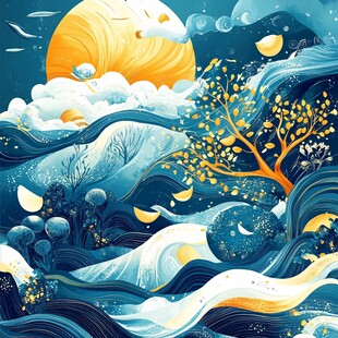 梦幻月夜海洋奇幻景观