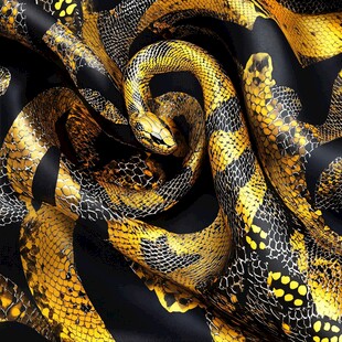 金黑相间蛇类缠绕纹理图