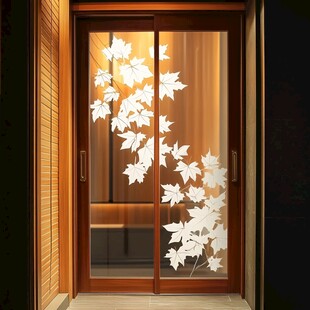 枫叶图案玻璃推拉门