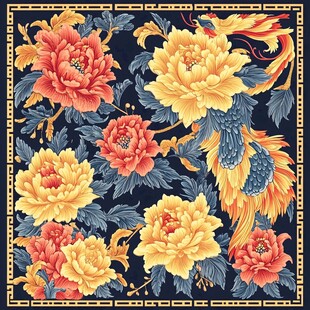 凤凰牡丹中式典雅纹样
