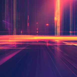 霓虹流光的未来都市夜景