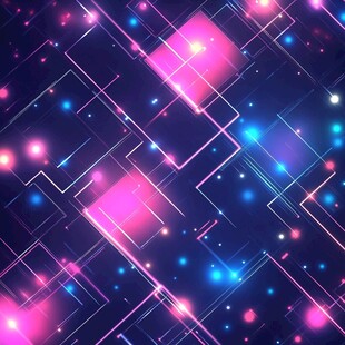 炫彩霓虹方块科技背景图
