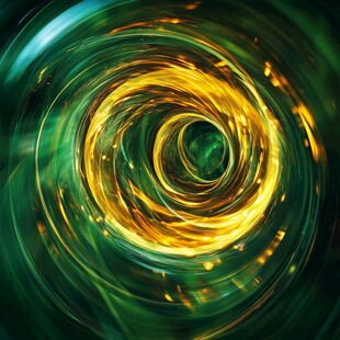 梦幻绿金旋转光影漩涡