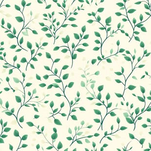 清新绿叶植物无缝背景图