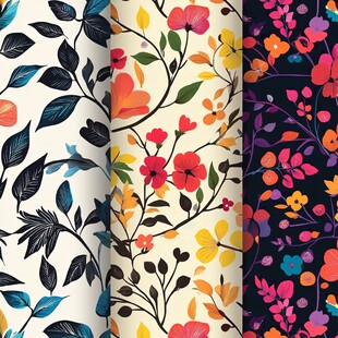 多彩花卉图案壁纸素材
