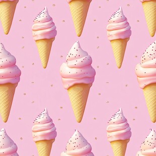 粉色梦幻冰淇淋无缝图案