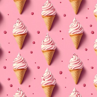 粉色背景的冰淇淋图案