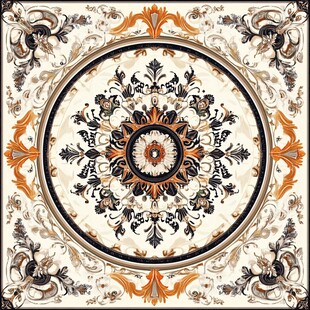 欧式复古风精美圆形花纹图案