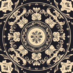 复古华丽圆形花卉装饰图案