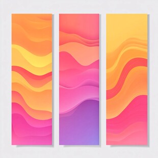 三色渐变波浪横幅背景图