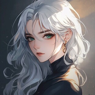 银发绿眸的梦幻美少女