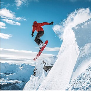 单板滑雪者空中炫酷飞跃