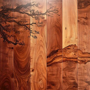 木纹上的艺术枯树景观