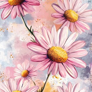 粉色雏菊水彩花卉图案