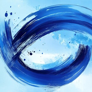 蓝色水墨风格抽象旋涡图案