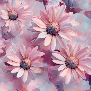 梦幻粉菊水彩艺术画作