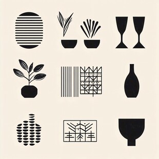 简约几何植物器物图标集