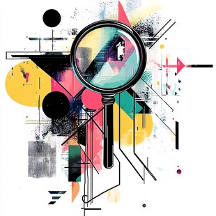 创意放大镜与多彩抽象元素