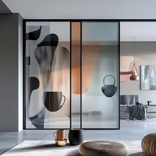 现代风艺术玻璃隔断空间