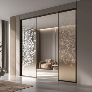 现代简约花纹玻璃推拉门