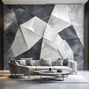 几何大理石背景墙客厅设计