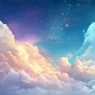梦幻星空下的绚烂云海