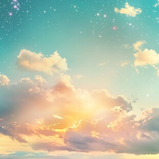 梦幻星空下的绚丽云彩