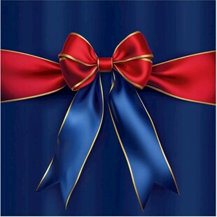 红蓝双色蝴蝶结装饰图案