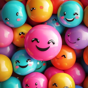 多彩笑脸球堆叠