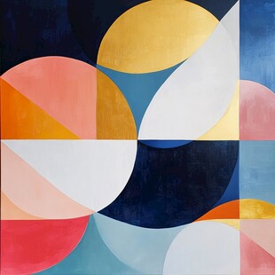 几何抽象多彩艺术画作