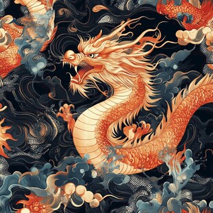 祥龙游弋于云海之间