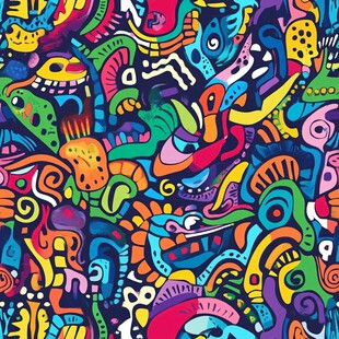 缤纷多彩抽象涂鸦艺术图案