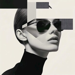 时尚几何拼接墨镜人像