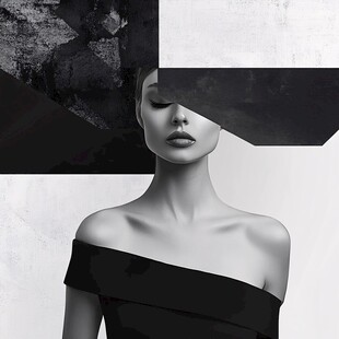 神秘黑白风格的时尚女性形象