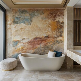 奢华艺术风浴室浴缸场景