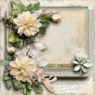 复古花卉装饰相框背景图