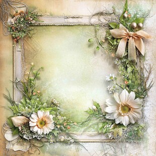 复古花卉装饰相框背景图