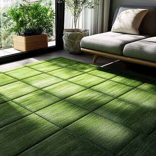 清新绿意客厅地毯装饰图