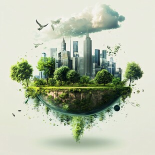 城市与自然和谐共生景象