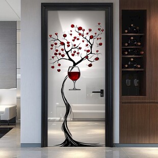 创意红酒树门贴装饰图案