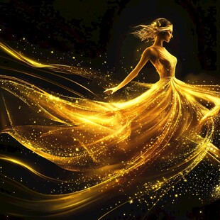 金色梦幻仙女飘逸舞动