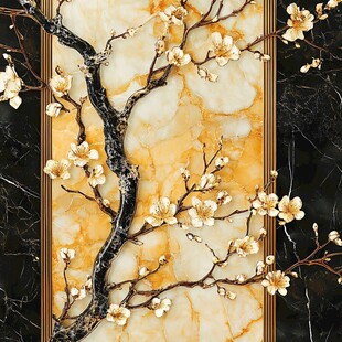 大理石上的雅致梅花图案