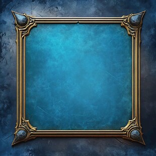 金色边框蓝色背景画框