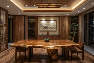 中式风格雅致实木茶室空间