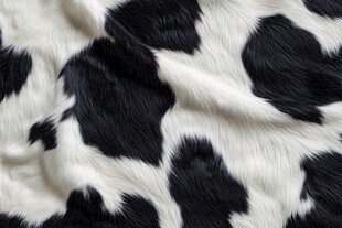 黑白奶牛纹毛绒面料特写