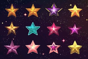炫彩立体星星图标集合