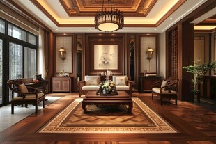 中式典雅客厅室内空间展示