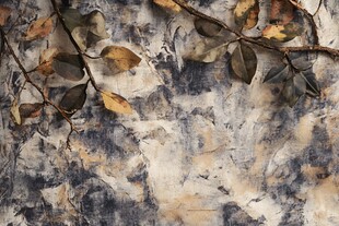 枯叶搭于斑驳纹理背景上