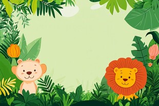 丛林中的可爱双狮